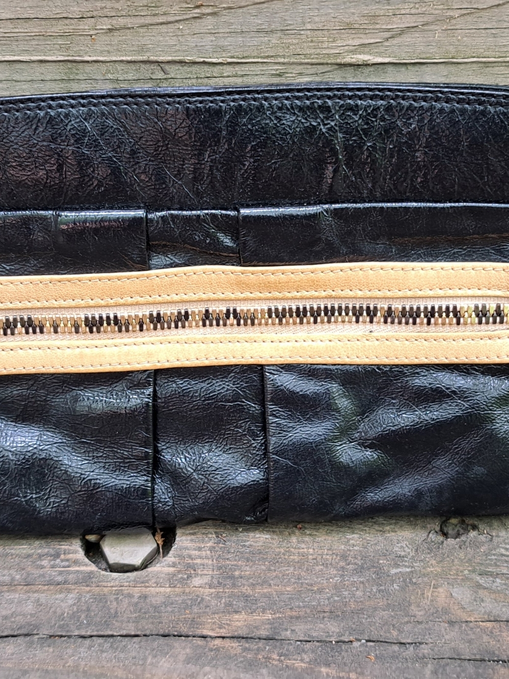 See By Chloé Black and Beige Patent Leather Bag